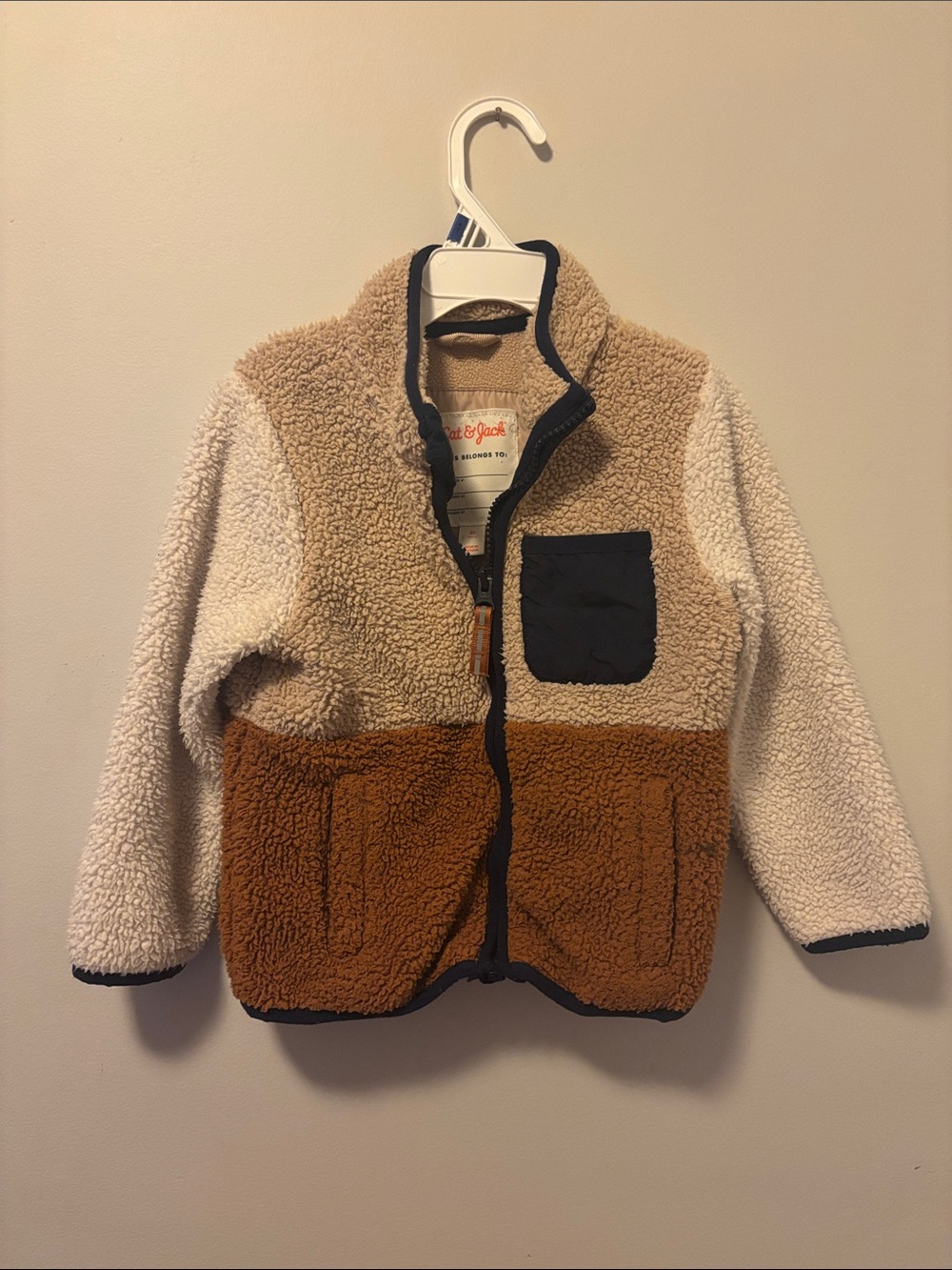 Cat & Jack Colorblock Sherpa Jacket in Cream, Tan & Brown